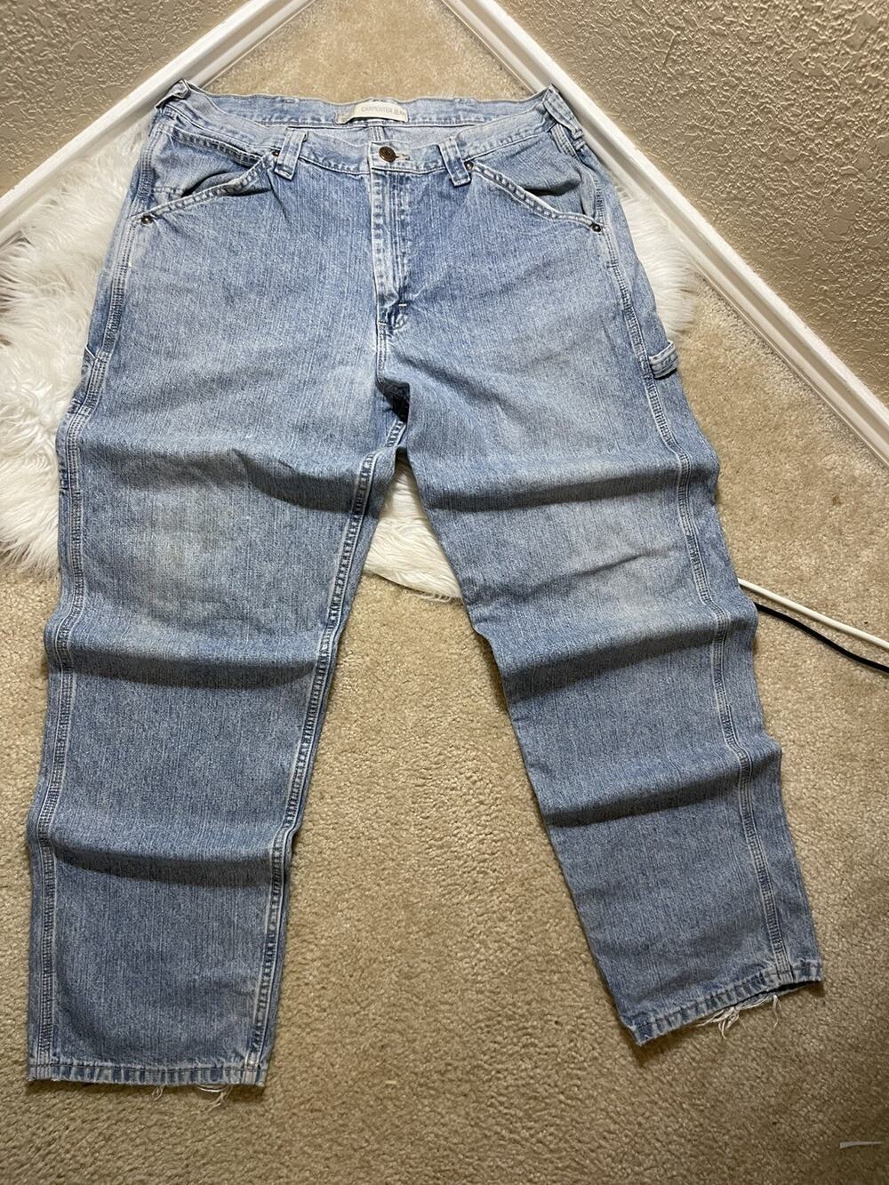 Vintage Lee Dungarees Carpenter Light Blue Jeans 36x34 Mens Workwear Y2K Grunge